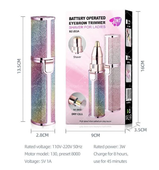 2-in-1 Eyebrow Trimmer & Facial Hair Remover | USB Rechargeable & Painless