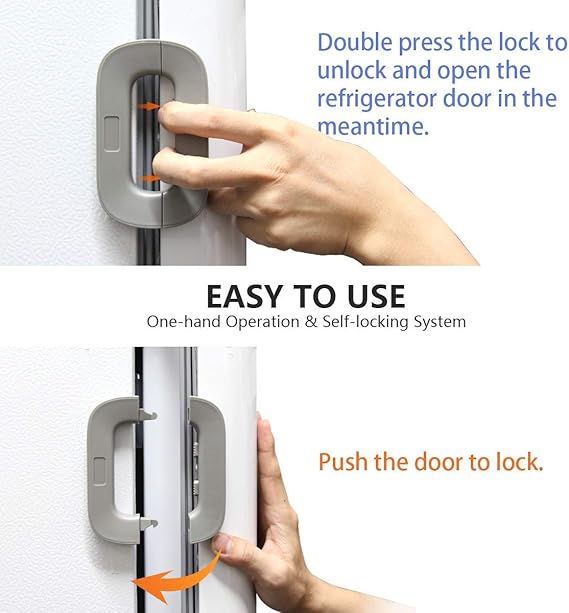 Child Safety Fridge Lock – Double Button, Adhesive, Random Colour