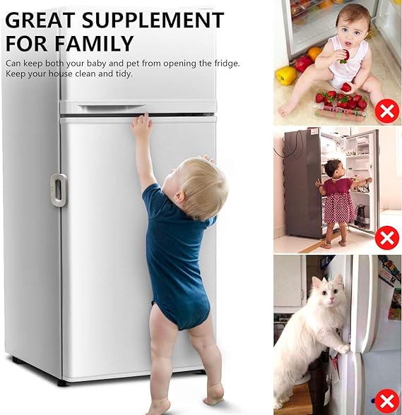 Child Safety Fridge Lock – Double Button, Adhesive, Random Colour