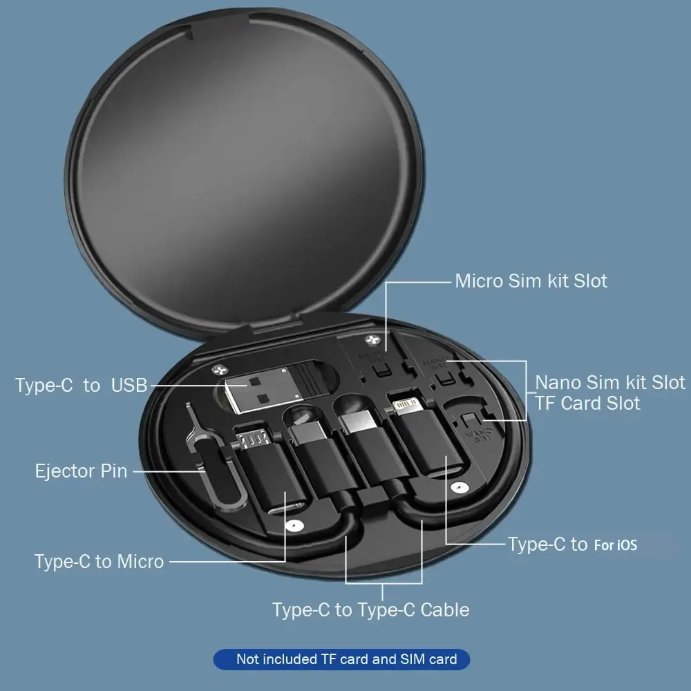 60W Fast Charging Cable Kit with 5-in-1 & 3-in-1 Adapters + Digital Organizer
