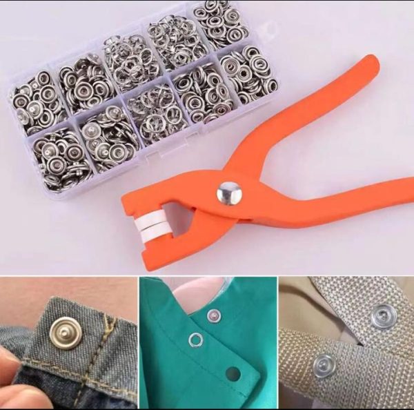 Snap Button Kit with Pliers | Metal Fasteners for Baby Clothes, DIY Crafts & Fabrics