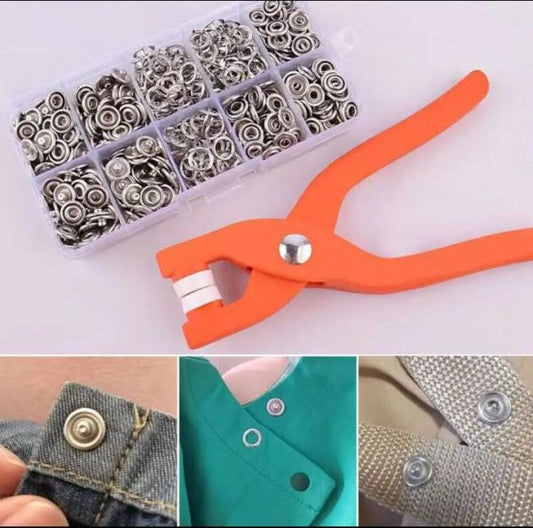 Snap Button Kit with Pliers | Metal Fasteners for Baby Clothes, DIY Crafts & Fabrics
