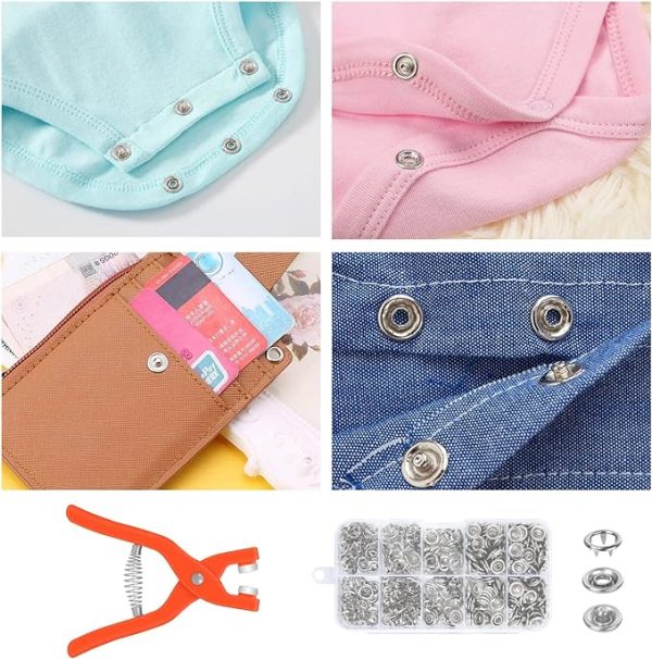 Snap Button Kit with Pliers | Metal Fasteners for Baby Clothes, DIY Crafts & Fabrics